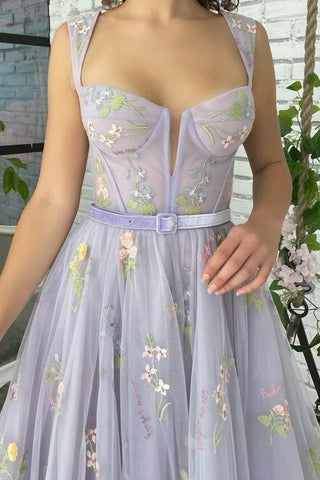 Vestidos de fiesta de tul elegantes, sin mangas, de corte en A y hasta el tobillo