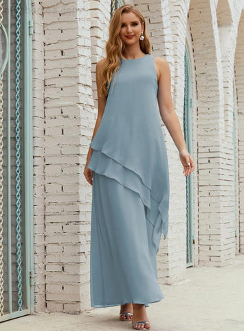 Robe longue en mousseline grande taille pour la mère de la mariée, robe de demoiselle d'honneur de bal de fin d'année SY28019