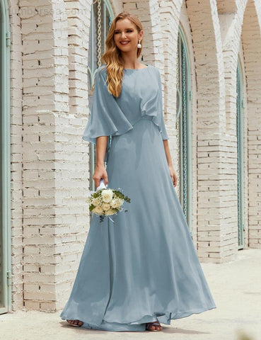 Robe de demoiselle d'honneur Sunnderly pour femme, manches longues, col en V, en mousseline, robe de cérémonie pour mariage SY28018