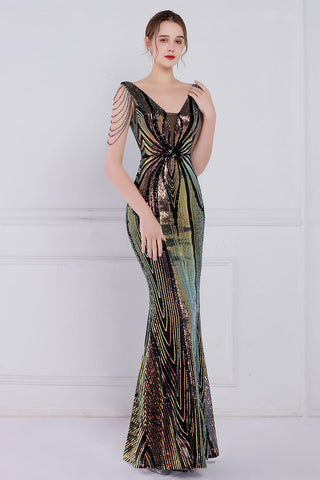 Sheath Sequins Prom Dress with Fringes