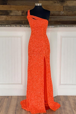 Robe de bal longue rouge à sequins asymétrique et fourreau asymétrique