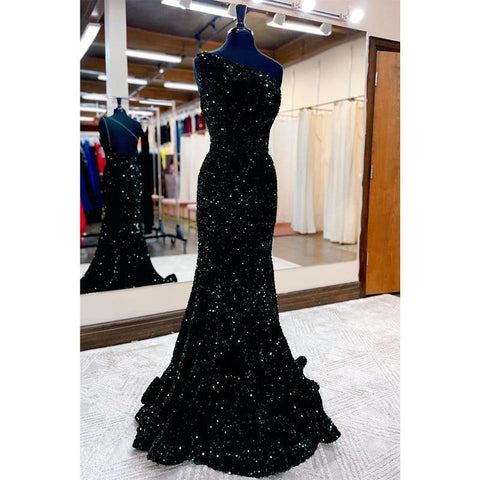 Robe de bal bordeaux à paillettes, asymétrique et unique