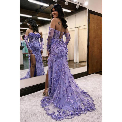 Vestido de noche largo de fiesta con escote corazón, apliques de cuentas y tul transparente