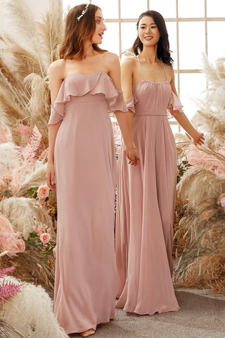 Elegant Off The Shoulder Chiffon Bridesmaid Dress