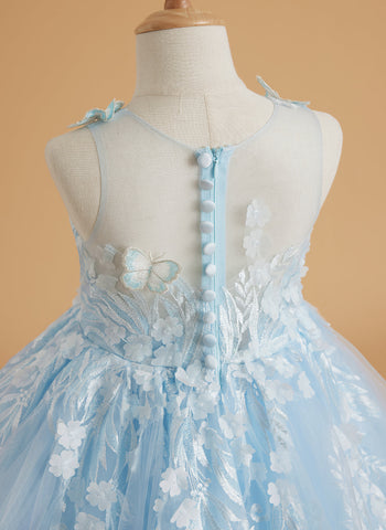 Pink Princess Ball Gown for Girls with Lace Appliqués