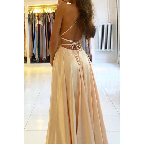 Vestido formal de noche de graduación sin mangas con pliegues de satén y tirantes finos