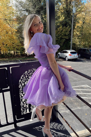 A-line One Shoulder Organza Homecoming Dress