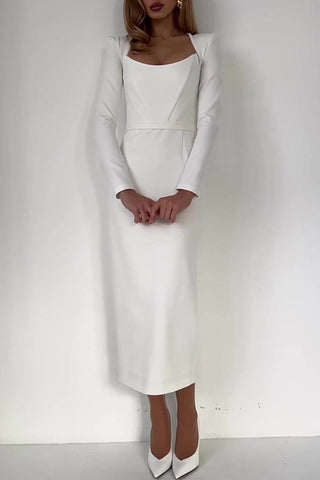 Vestidos de noche elegantes de celebridades, lisos, sin espalda, con cuello cuadrado 