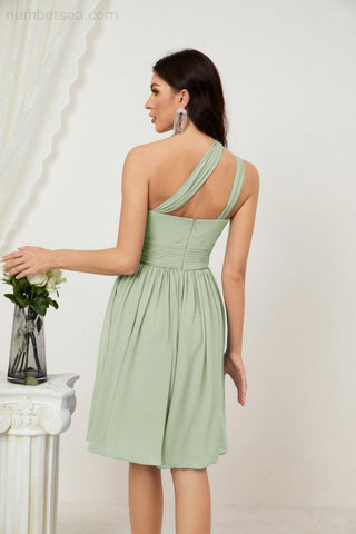 Baoleely Women Chiffon Short One Shoulder Bridesmaid Dress Formal Dresses for Party Homecoming 2804