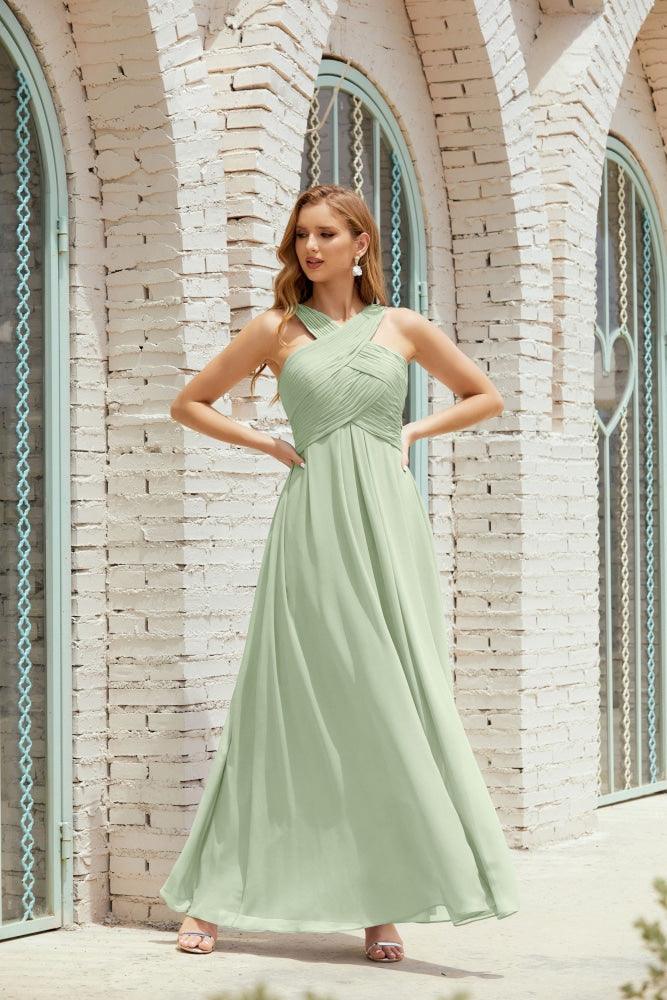 Halter Bridesmaid Dresses Formal Cocktail Prom Gown 28015