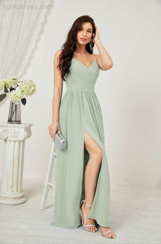 Vestidos de dama de honor con cuello alto Baoleely, de gasa, largos, corte en A, vestido formal de fiesta para boda, fiesta de noche 2801 