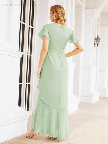 Baoleely Ruffled Bridesmaid Dresses Mermaid Formal Violin Evening Party Prom Gowns 28042