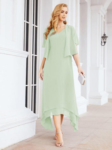 Sunnderly Two-Piece A-line Mother of The Bride Dress Formal Party Gown Dress SY28073