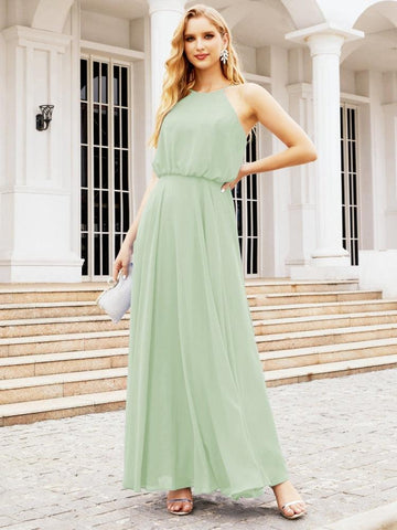 Robe de demoiselle d'honneur longue à col licou Baoleely, robe trapèze formelle pour juniors, 28029