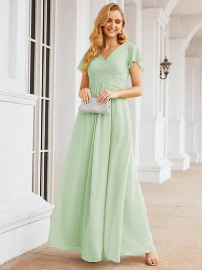 Numbersea Formal Prom Gowns for Mother of The Bride Cap Sleeves Bridesmaid Dress 28047