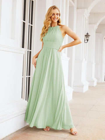 Baoleely Keyhole Bridesmaid Dresses Sleeveless Formal Evening Party Prom Gowns 28043