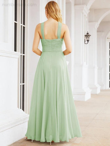 Baoleely Crisscross Halter Bridesmaid Dresses for Party Wedding Evening Prom Maxi Ball Gowns 28053