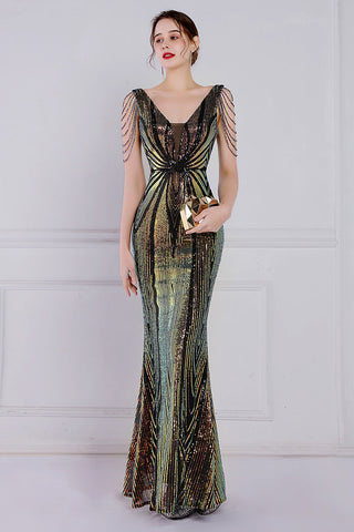 Sheath Sequins Prom Dress with Fringes