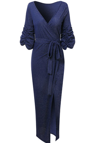 Vestidos de noche sexys con escote en V y diseño patchwork liso (3 colores) 