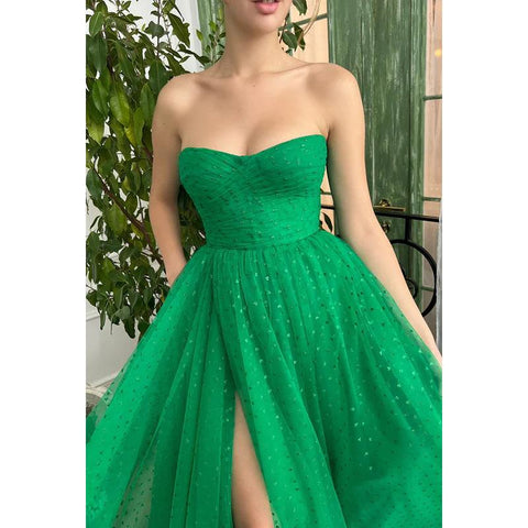 Robe de bal fourreau/colonne sans bretelles en mousseline de soie avec appliques fendues sans manches