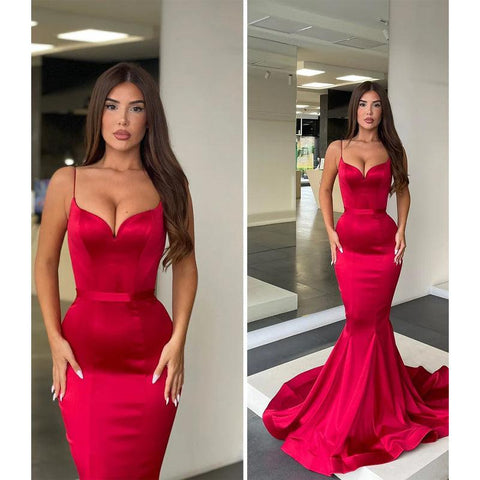 Robe de bal sirène simple à bretelles spaghetti