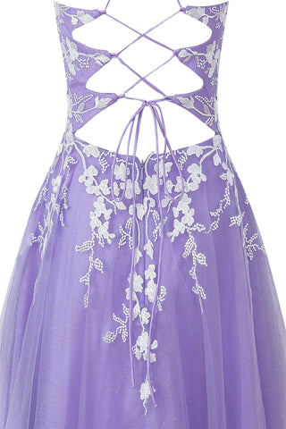Aline Short Glitter Tulle Homecoming Dress with Appliques