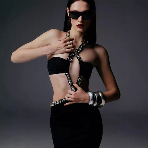 Vintage Gothic Strapless Bodycon Beaded Prom Dress