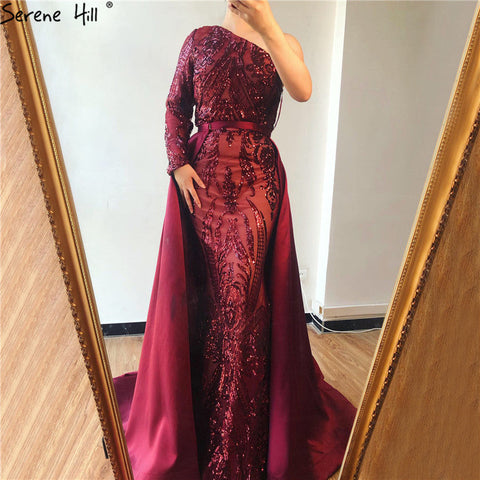 Robe de soirée asymétrique à manches longues LA6619