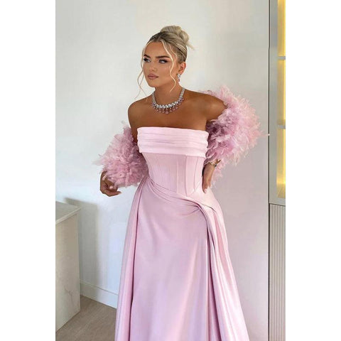 Robe de soirée formelle simple et décontractée, sans manches, à épaules dénudées, coupe trapèze, froncée