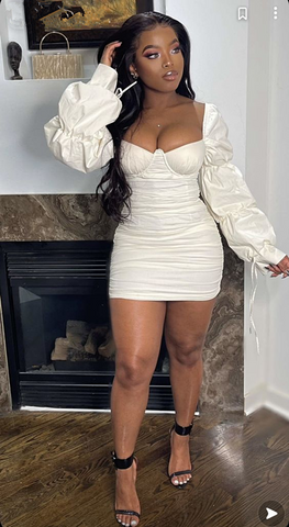 Robe crayon sexy à volants et col carré, robe blanche pour bal de promo Y1902