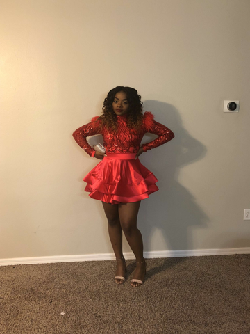 Vestido de fiesta de bienvenida rojo brillante corte A Y4051