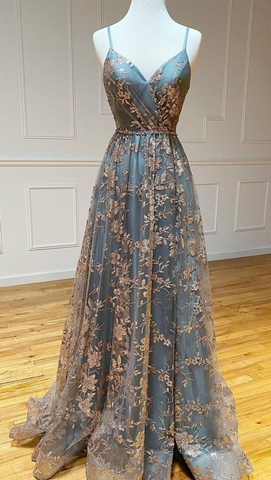 Robe de bal longue en tulle à sequins, col en V, coupe trapèze, dos nu, Y5620