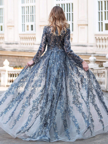 Vestidos de noche formales de moda Baoleely, corte sirena/trompeta, escote en V, manga larga, hasta el suelo, para baile de graduación. 