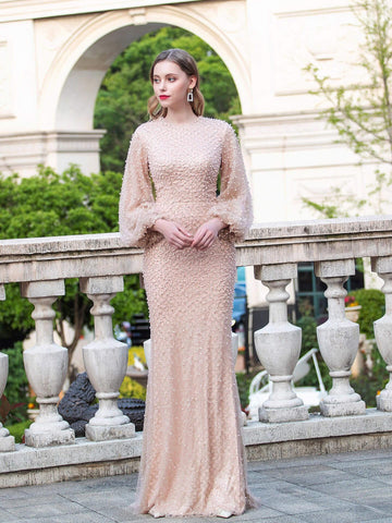 Baoleely Sirène / Trompette Luxueuse Mode Robes de Soirée Formelles Manches Longues Longueur Sol Robes de Bal 