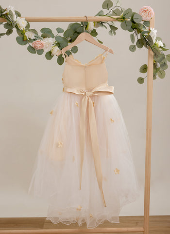 A-line Tulle Asymmetrical Ivory Dress (010220938)