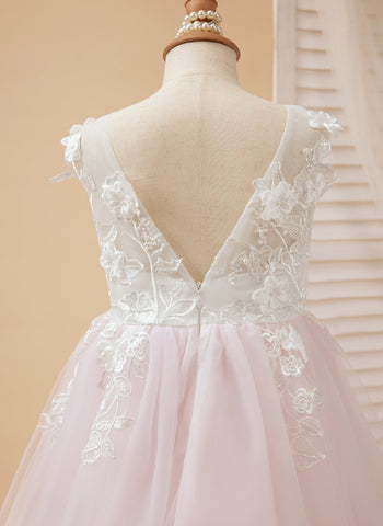 A-line Lace Tulle Floor-length Flower Girl Dress