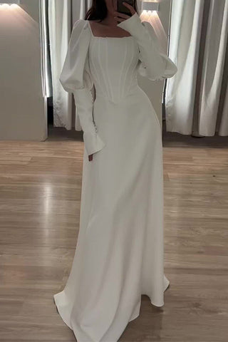 Vestidos de noche elegantes de celebridades, lisos, con volantes y cuello cuadrado 