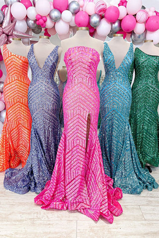 Robe de bal longue bustier à sequins bleu ciel