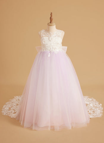 Dream Princess Sleeveless Detachable Train Flower Girl Dress