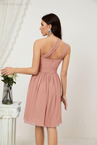 Baoleely Women Chiffon Short One Shoulder Bridesmaid Dress Formal Dresses for Party Homecoming 2804