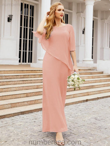 Vestido largo de fiesta formal Sunderly para la madre de la novia con capa de volantes SY28026