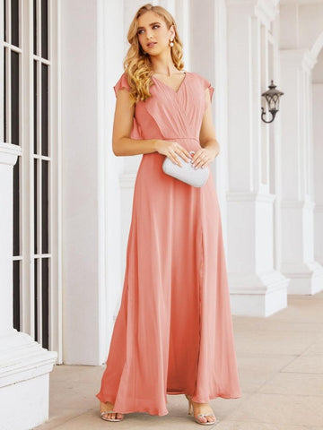 Sunnderly Bridesmaid Dresses Cape Formal Prom Dress Open Back Gowns for Mother of The Bride SY28058