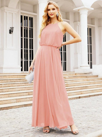 Robe de demoiselle d'honneur longue à col licou Baoleely, robe trapèze formelle pour juniors, 28029