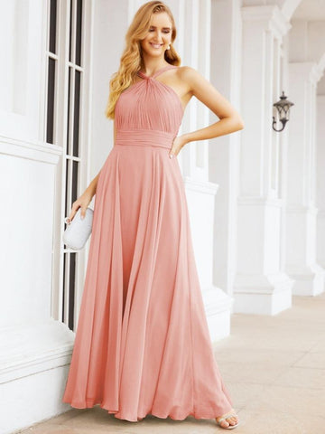 Baoleely Crisscross Halter Bridesmaid Dresses for Party Wedding Evening Prom Maxi Ball Gowns 28053