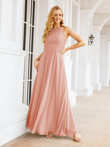 Baoleely Keyhole Bridesmaid Dresses Sleeveless Formal Evening Party Prom Gowns 28043