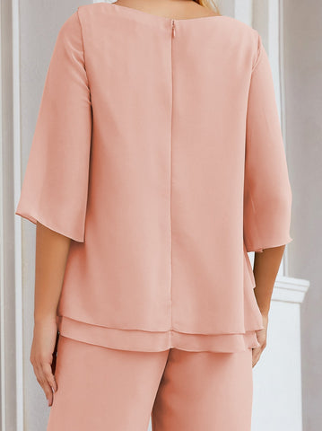 Baoleely Élégante robe mère de la mariée 2 pièces, grande taille, pantalon, volants, couches argentées, peignoir 28064