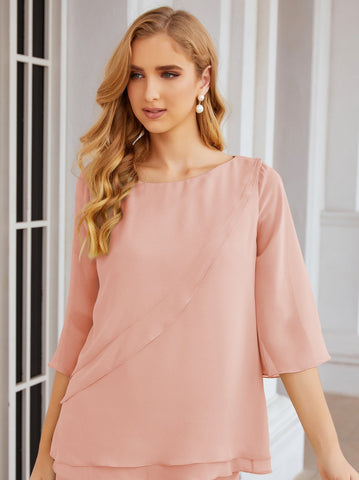 Baoleely Élégante robe mère de la mariée 2 pièces, grande taille, pantalon, volants, couches argentées, peignoir 28064