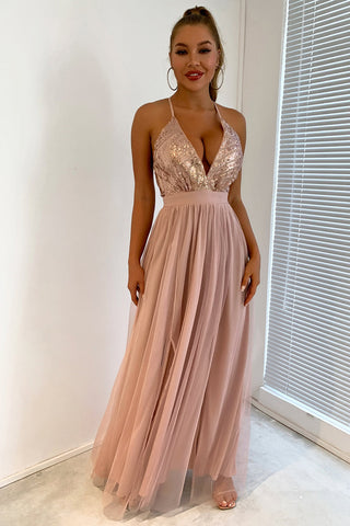 V-neck Sequin Party Dress