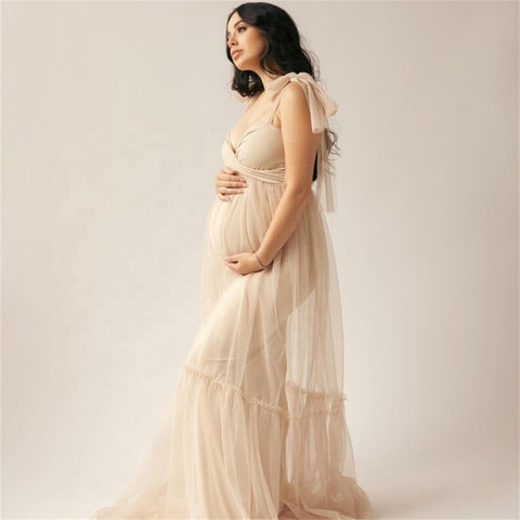 Satin maternity dress with bow maternity evening dress photo photo daily dress