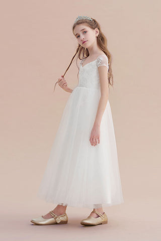 A-Line Cap Sleeve Sweetheart Tulle Flower Girl Dress Online